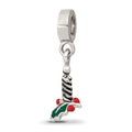 Sterling Silver Reflections Candle with Holly Leaf Dangle Bead, 21.82 x 5.45 mm