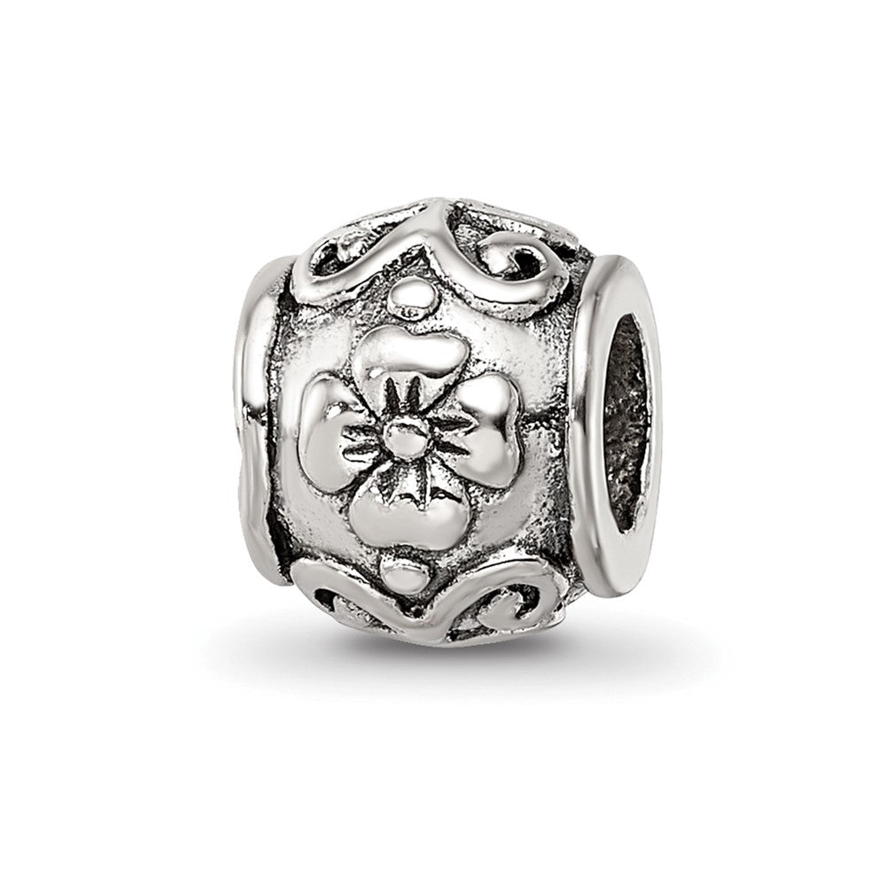 Sterling Silver Reflections Floral Bead, 8.18 x 7.27 mm, 2.16 g