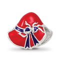 Sterling Silver Reflections Enameled Red Hat Society Bead, 9.09 x 11.82 mm