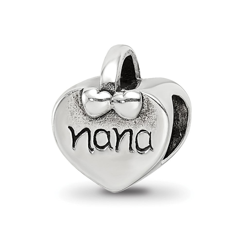 Sterling Silver Reflections Nana Heart Bead, 10 x 9.09 mm