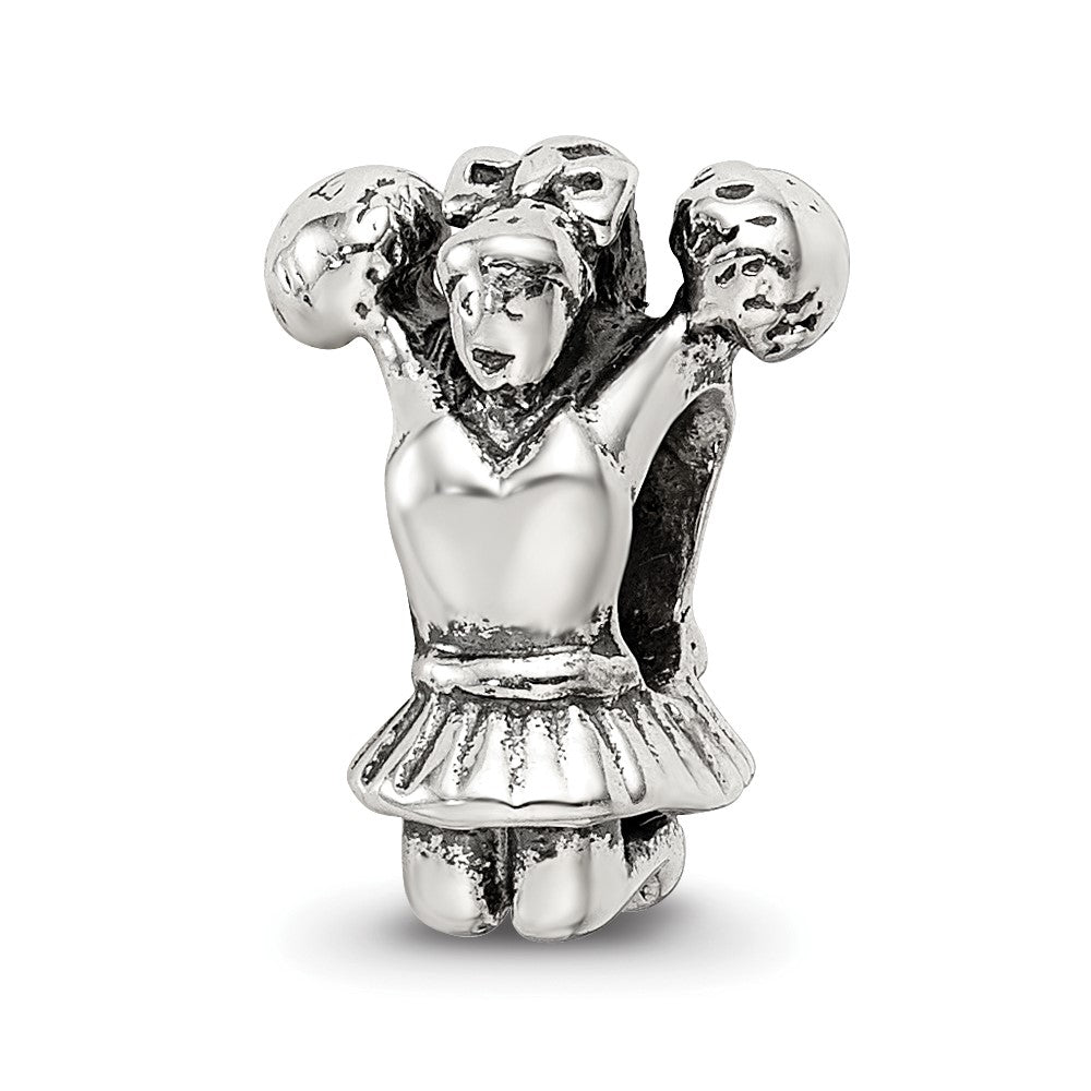Sterling Silver Reflections Cheerleader Bead, 12.73 x 9.09 mm