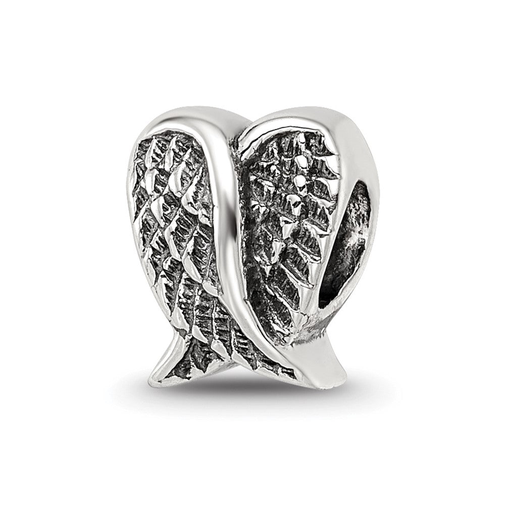 Sterling Silver Reflections Heart Shaped Wings Bead, 9.09 x 7.27 mm
