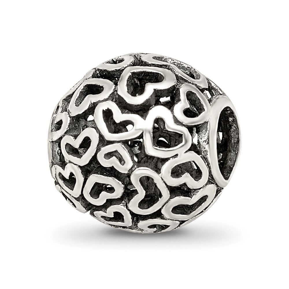Sterling Silver Reflections Hearts Bali Bead, 10 x 10 mm