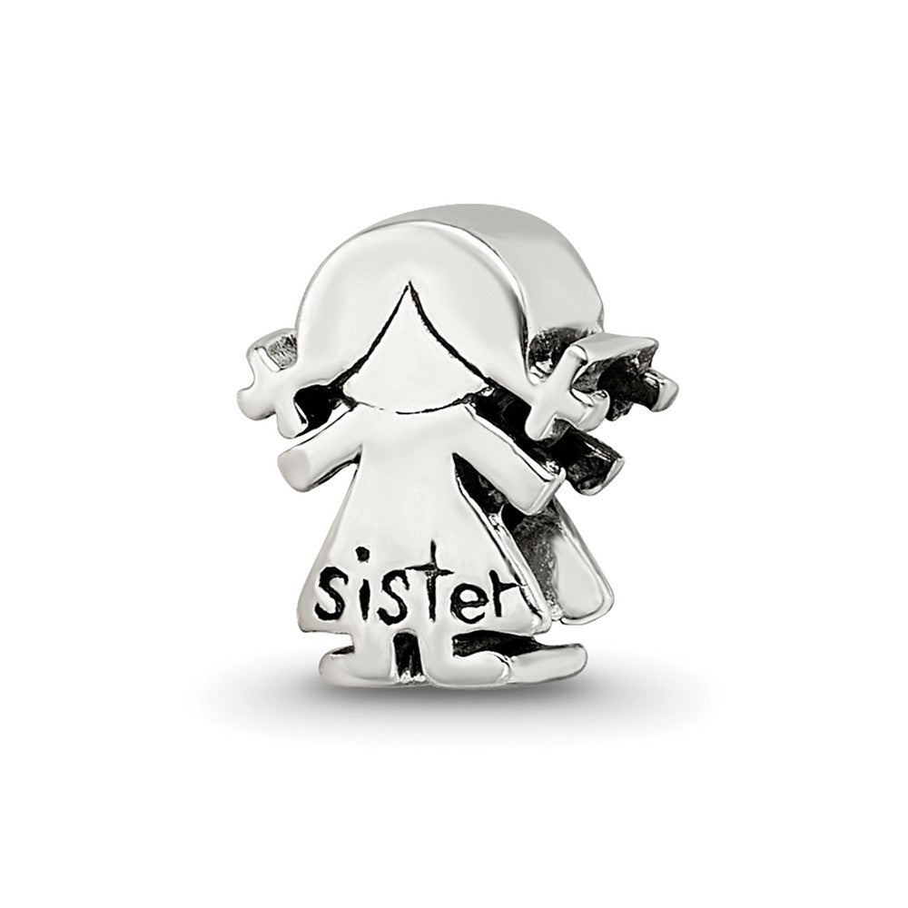 Sterling Silver Reflections Little Sister Girl Bead, 9.09 x 7.27 mm