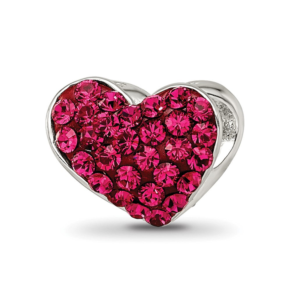 Sterling Silver Reflections Red Preciosa Crystal Heart Bead, 9.09 x 10 mm