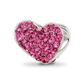 Sterling Silver Reflections Pink Preciosa Crystal Heart Bead, 10 x 10 mm