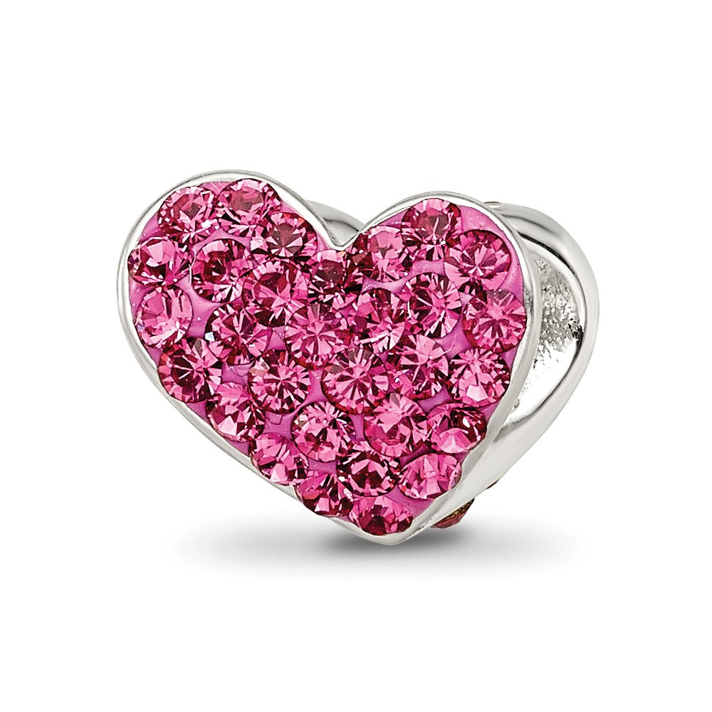 Sterling Silver Reflections Pink Preciosa Crystal Heart Bead, 10 x 10 mm