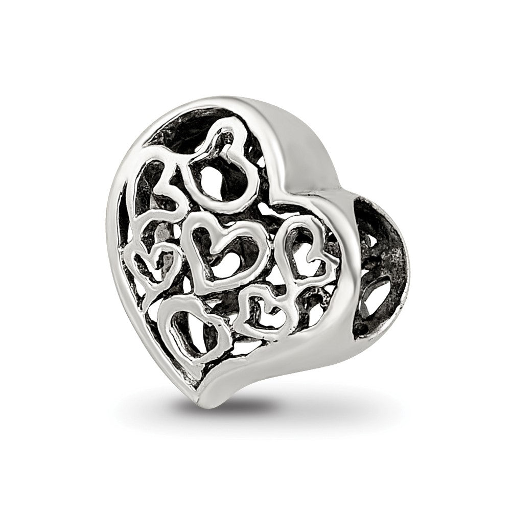 Sterling Silver Reflections Cutout Hearts Bead, 10 x 8.18 mm