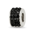 Sterling Silver Reflections Black Preciosa Crystal Bead, 9.09 x 5.45 mm