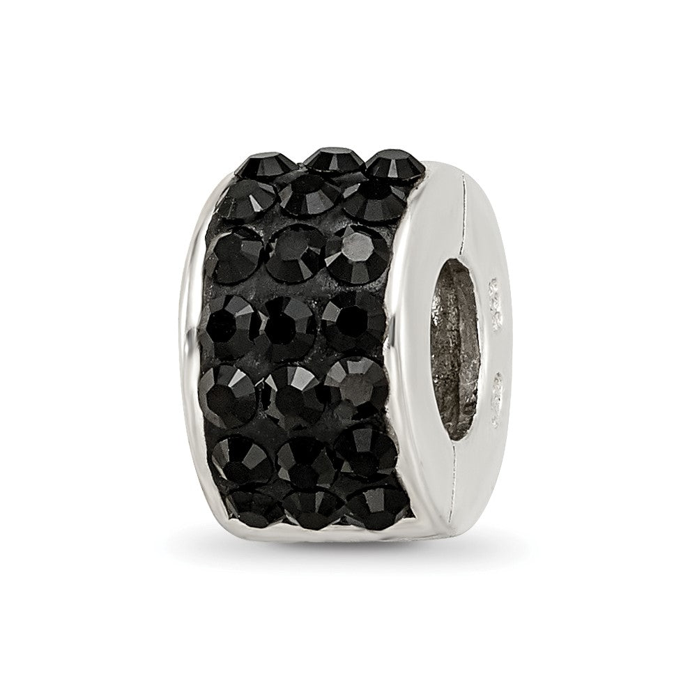 Sterling Silver Reflections Black Preciosa Crystal Bead, 9.09 x 5.45 mm