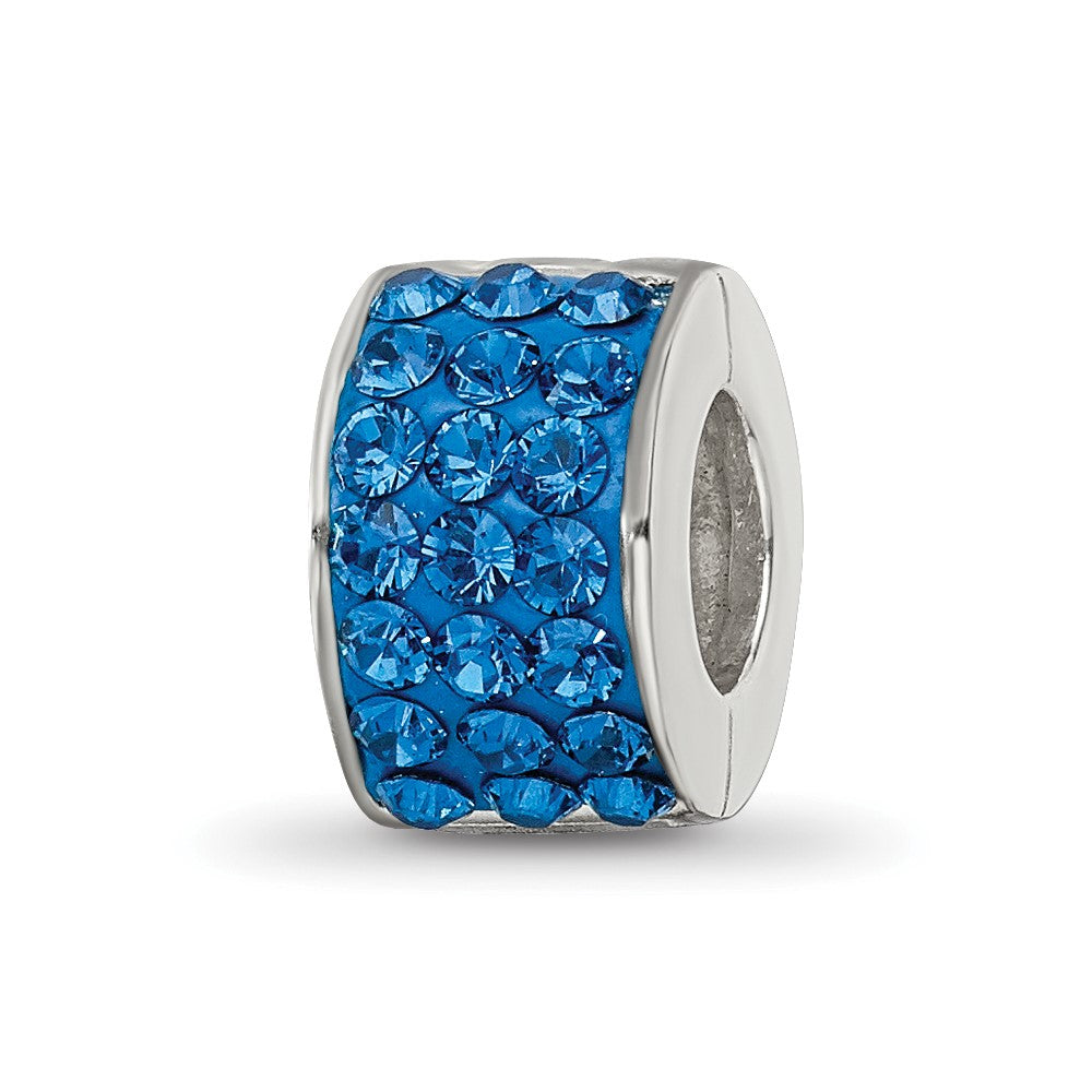 Sterling Silver Reflections Blue Preciosa Crystal Bead, 9.09 x 5.45 mm