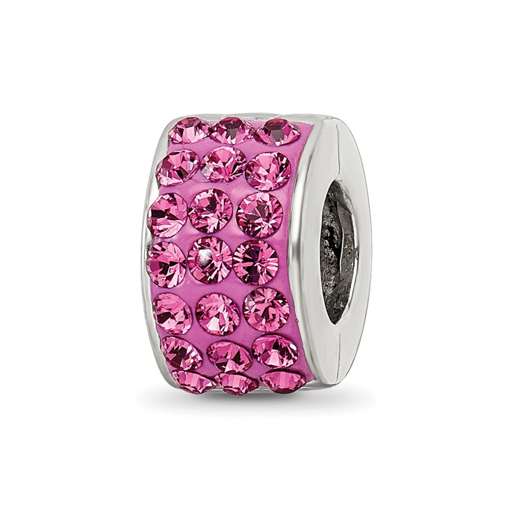 Sterling Silver Reflections Pink Preciosa Crystal Bead, 9.09 x 5.45 mm