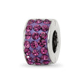Sterling Silver Reflections Purple Preciosa Crystal Bead, 9.09 x 5.45 mm