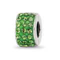 Sterling Silver Refletions Green Preciosa Crystal Bead, 9.09 x 5.45 mm