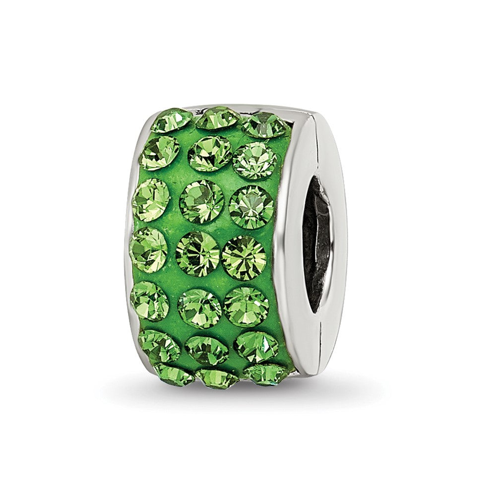 Sterling Silver Refletions Green Preciosa Crystal Bead, 9.09 x 5.45 mm