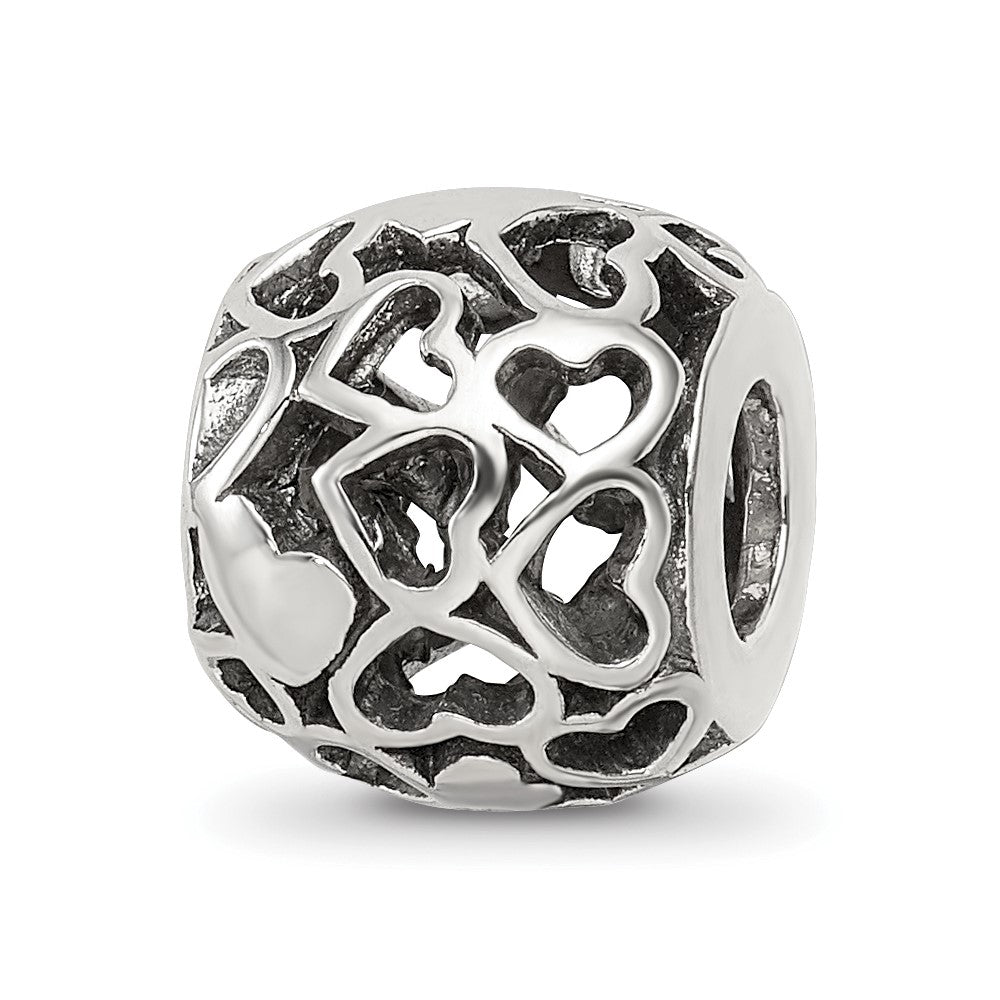Sterling Silver Reflections Hearts Bali Bead, 10 x 9.09 mm