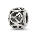 Sterling Silver Reflections Peace Sign Bead, 9.09 x 8.18 mm