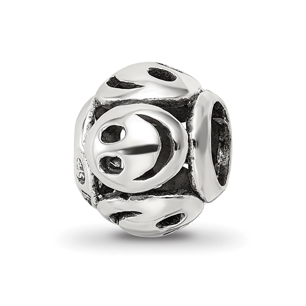 Sterling Silver Reflections Smiley Faces Bead, 9.09 x 7.27 mm