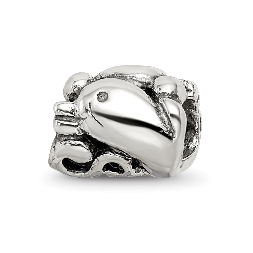 Sterling Silver Reflections Dolphin Bead, 8.18 x 10 mm