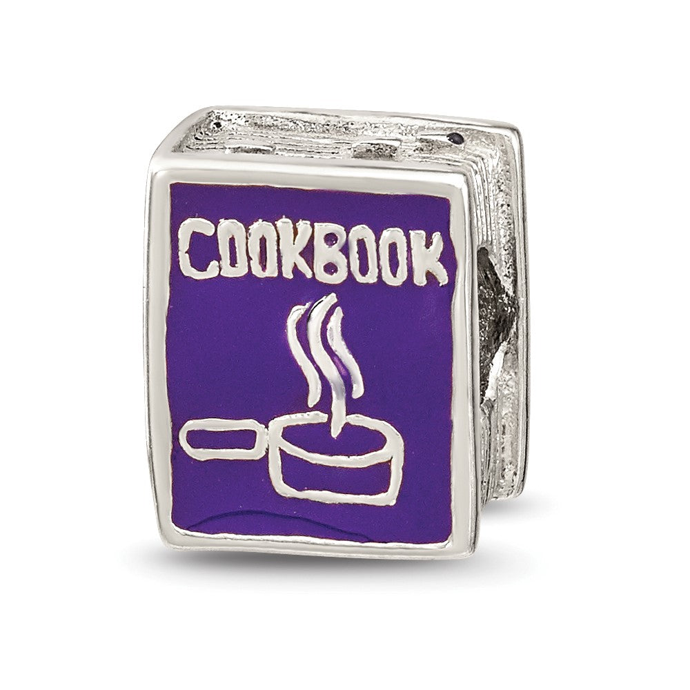 Sterling Silver Reflections Purple Enameled Cookbook Bead, 10 x 8.18 mm