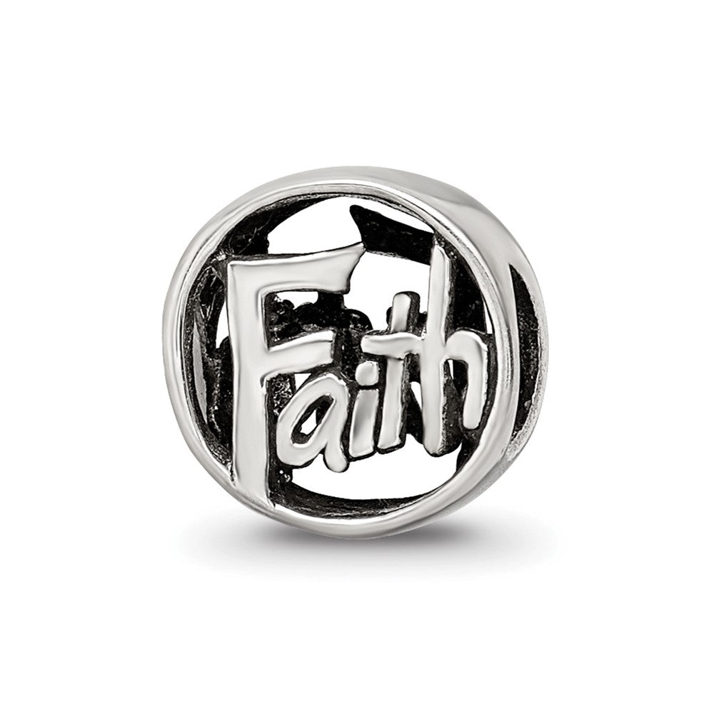 Sterling Silver Reflections Faith Bead, 8.18 x 8.18 mm