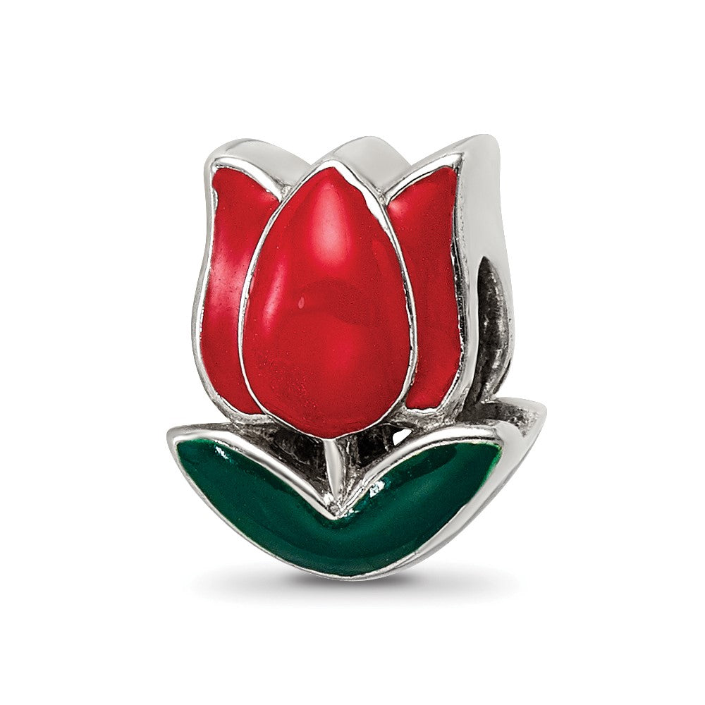 Sterling Silver Reflections Enameled Tulip Bead, 10 x 8.18 mm