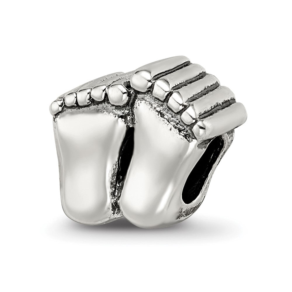 Sterling Silver Reflections Feet Bead, 9.09 x 10 mm