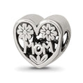 Sterling Silver Reflections Mom Heart Bead, 10 x 10.91 mm