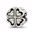 Sterling Silver Reflections Four Leaf Heart Clover Bead, 10 x 10 mm