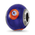 Sterling Silver Reflections Italian Blue w/Decorative Accents Glass Bead, 12.73 x 10.91 mm