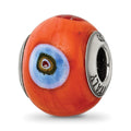 Sterling Silver Reflections Italian Orange w/Decorative Accents Glass Bead, 12.73 x 10 mm