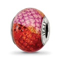 Sterling Silver Reflections Italian Pink & Orange Python Glass Bead, 12.73 x 10 mm