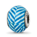 Sterling Silver Reflections Italian Blue Stripes w/Glitter Glass Bead, 12.73 x 10.91 mm