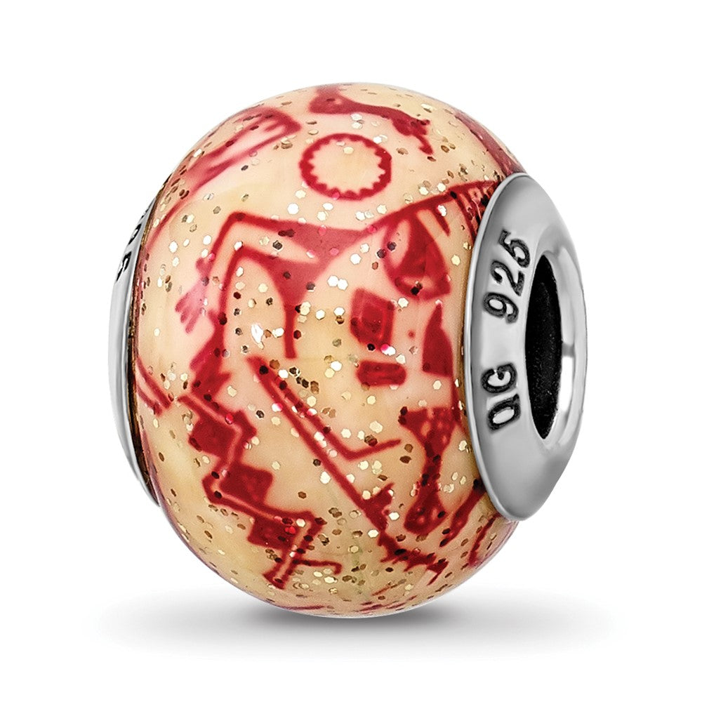 Sterling Silver Reflections Italian Decorative Red Glass Bead, 13.64 x 10.91 mm