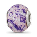 Sterling Silver Reflections Italian Decorative Purple Glass Bead, 12.73 x 10.91 mm