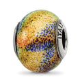Sterling Silver Reflections Italian Blue & Orange & Green Glass Bead, 12.73 x 10.91 mm