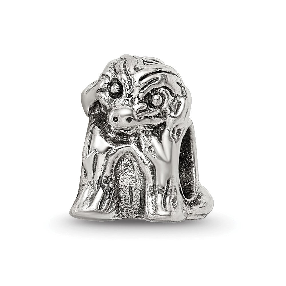 Sterling Silver Reflections Sitting Puppy Bead, 10.91 x 7.27 mm