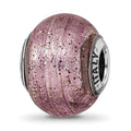 Sterling Silver Reflections Italian Pink Glitter Glass Bead, 13.64 x 10.91 mm