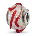 Sterling Silver Reflections Italian Silver w/Brown Textured Line Glass Bead, 14.55 x 10.91 mm