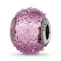 Sterling Silver Reflections Italian Light Purple Textured Glass Bead, 13.64 x 10 mm