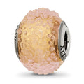 Sterling Silver Reflections Italian Yellow Textured Glass Bead, 13.64 x 10.91 mm