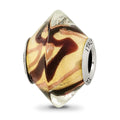 Sterling Silver Reflections Yellow/Black Italian Murano Glass Bead, 15.45 x 10 mm