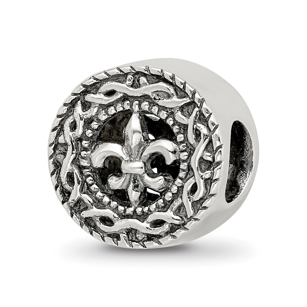 Sterling Silver Reflections Fleur de lis Bead, 10 x 10 mm, 2.61 g