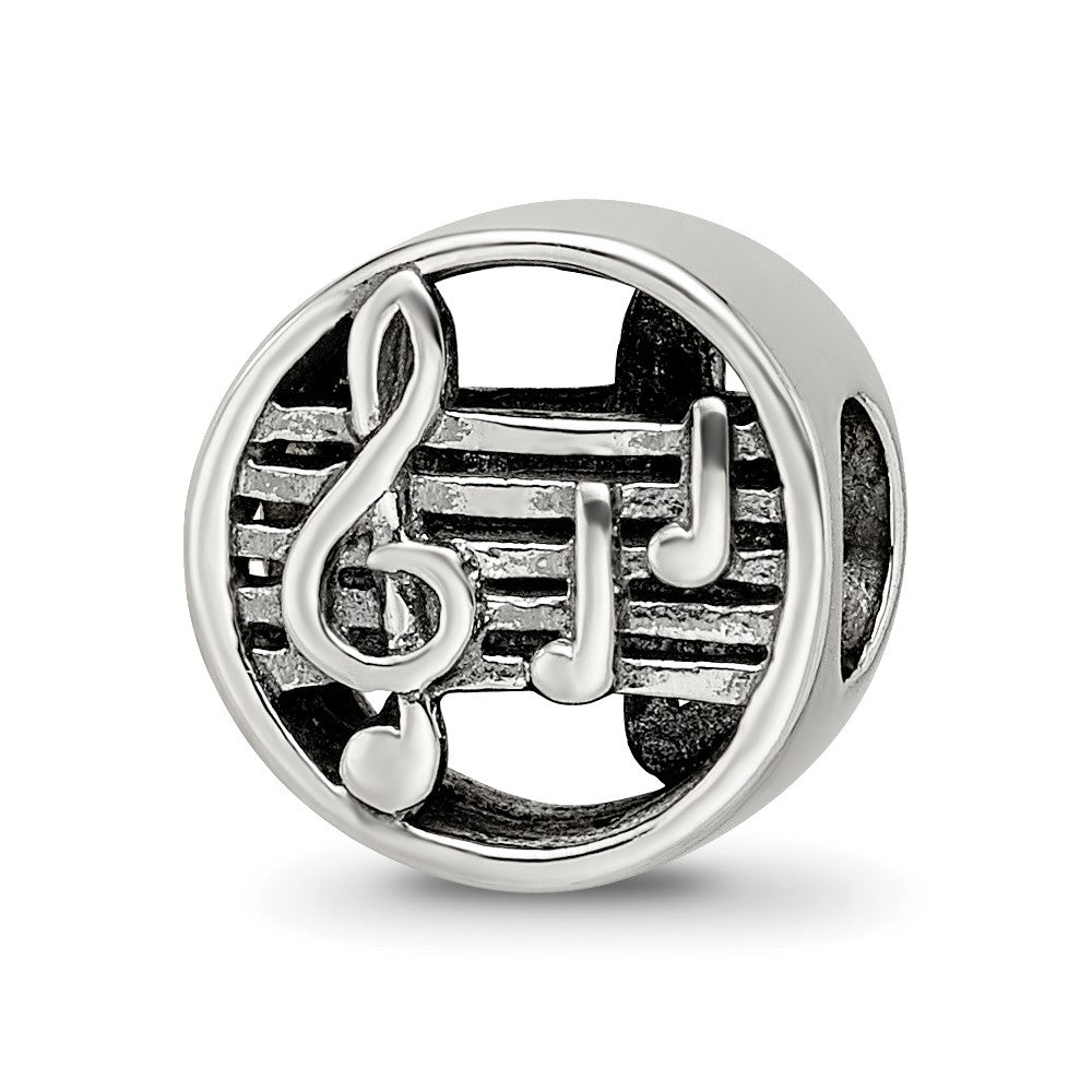 Sterling Silver Reflections Music Notes & Staff Bead, 10 x 10 mm