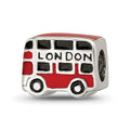 Sterling Silver Reflections Enamel London Double Decker Bus Bead, 7.27 x 9.09 mm