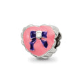 Sterling Silver Reflections Kids Enameled Heart with Bow Bead, 5.45 x 7.27 mm
