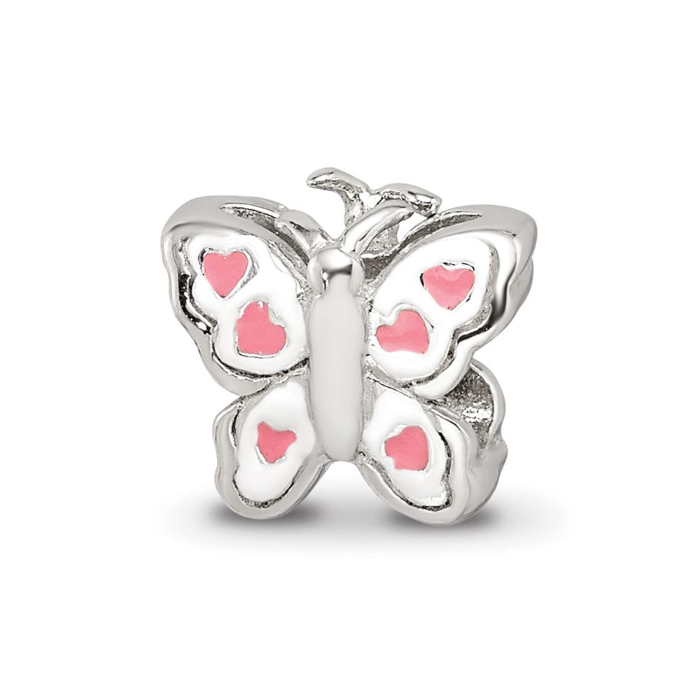 Sterling Silver Reflections Kids Enameled Butterfly Bead, 8.18 x 8.18 mm