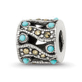 Sterling Silver Reflections Marcasite & Turquoise Bead, 8.18 x 8.18 mm