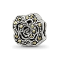Sterling Silver Reflections Marcasite Flower Bead, 9.09 x 8.18 mm