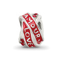 Sterling Silver Reflections Love/Amour Red Preciosa Crystal Bead, 9.09 x 6.36 mm